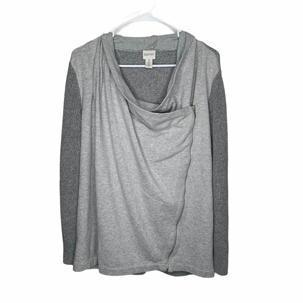 Zenergy Chico’s Mixed Knit Moto Sweater zip up M